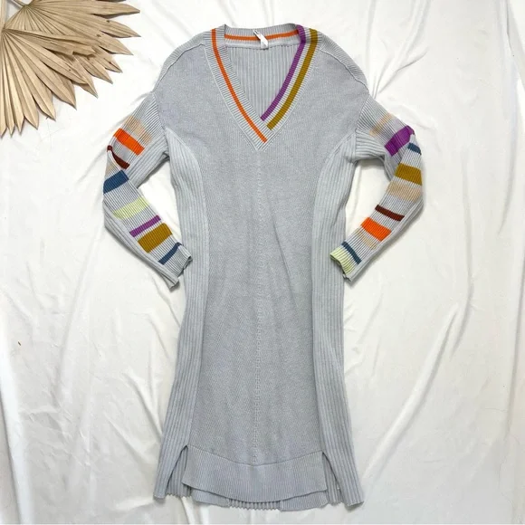 Anthropologie Daily Practice Stripe Sleeve Knit Ribbed Sweater Dress Size Small - Picture 3 of 7